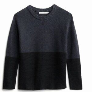 Stitches & Stripes | Colorblock Navy Black Cropped Cotton Crew Sweater Medium